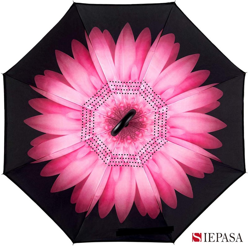 SIEPASA Spar. Saa Double Layer Inverted Umbrella with C-Shaped Handle, Anti-UV Waterproof Windproof Straight Umbrella for Car Rain Outdoor Use - Image 2